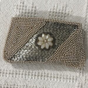 Emson Vintage Faux‎ Pearl Beaded Clutch Handbag, Cocktail Clutch